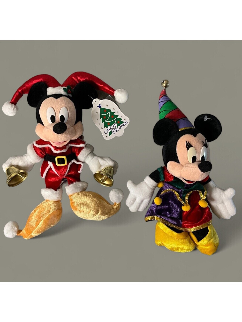 Mickey & Minnie Mouse Tokyo Japan Disneyland Jester Christmas Beanbag Plush